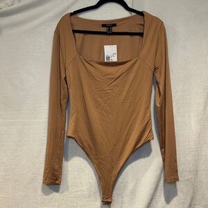 Forever 21 Camel Long Sleeve Bodysuit